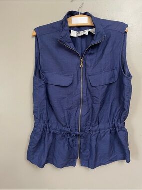 Louise Paris Linen zipper vest cinch waist beach coastal